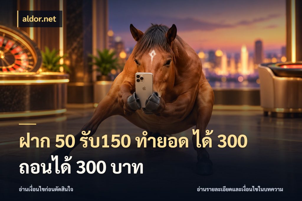 ฝาก 50 รับ150 ทำยอด ได้ 300 ถอนได้ 300 บาท