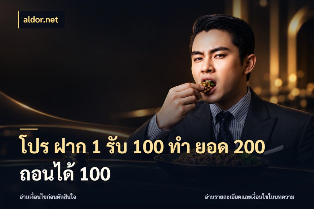 โปร ฝาก 1 รับ 100 ทํา ยอด 200 ถอนได้ 100 เครดิตกับรูปแบบโปรที่ตรงใจ สไตล์ aldor.net
