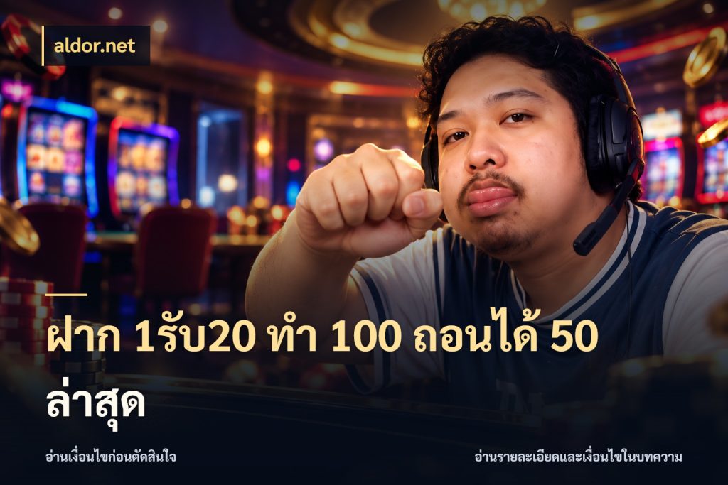 ฝาก 1รับ20 ทํา 100 ถอนได้ 50 ล่าสุด เปิดมุมโปรให้เข้ากับเกมแนวโปรด กับ aldor.net