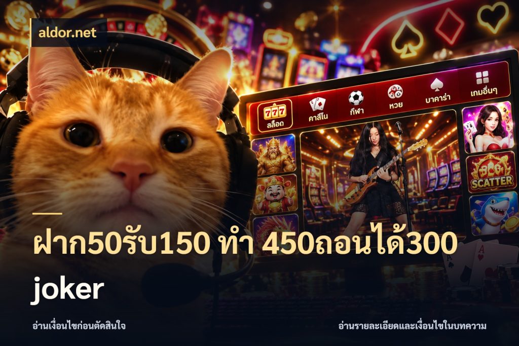 ฝาก50รับ150 ทํา 450ถอนได้300 joker โปรกับเกมที่ชอบเลือกให้ตรงสไตล์ กับ aldor.net