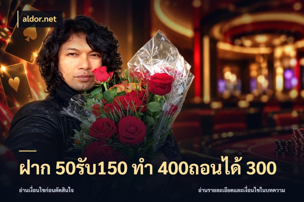 ฝาก 50รับ150 ทํา 400ถอนได้ 300 สีสันของโปรฝากและยอดรับ ในมุม aldor.net