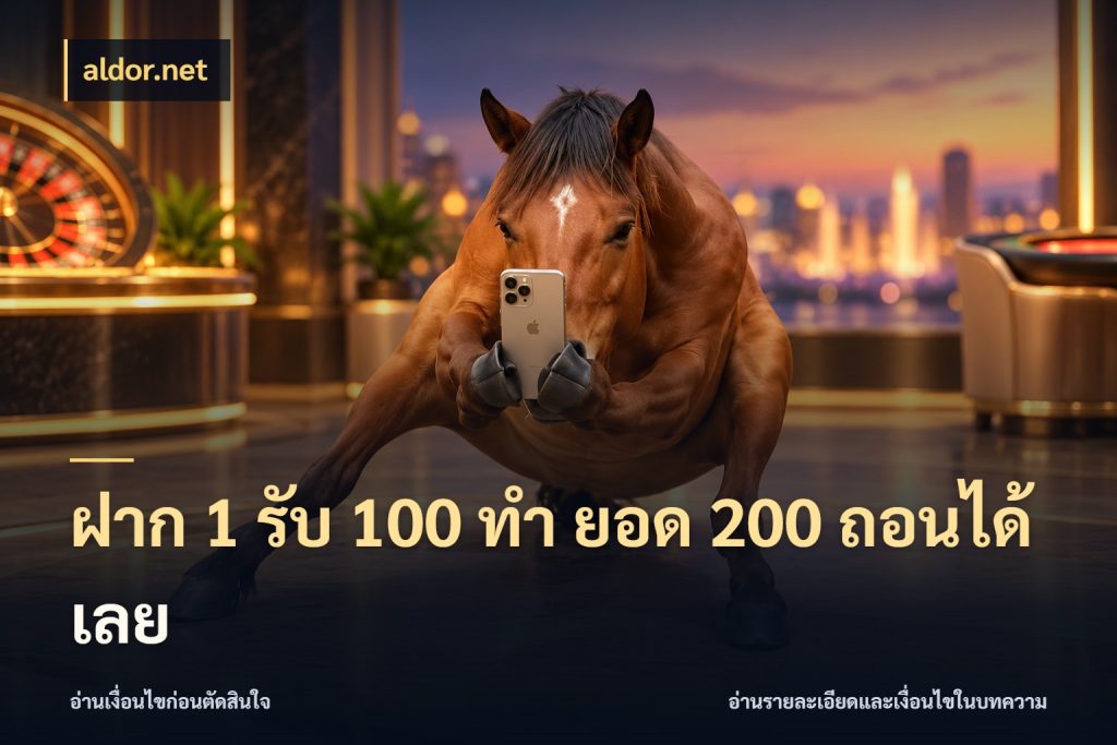 ฝาก 1 รับ 100 ทํา ยอด 200 ถอนได้เลย aldor.net โปรยอดรับที่สายเกมสนใจ