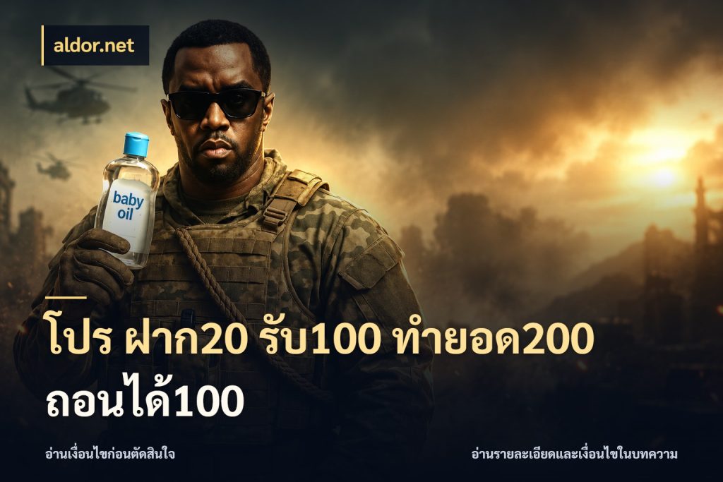 โปร ฝาก20 รับ100 ทำยอด200 ถอนได้100 โปรยอดรับที่สายเกมสนใจ ในมุม aldor.net
