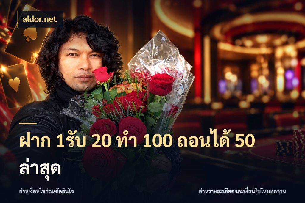 ฝาก 1รับ 20 ทำ 100 ถอนได้ 50 ล่าสุด aldor.net เปิดมุมโปรให้เข้ากับเกมแนวโปรด