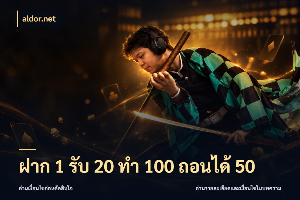 ฝาก 1 รับ 20 ทำ 100 ถอนได้ 50 aldor.net รูปแบบโบนัสกับสิทธิ์ของสายเกม