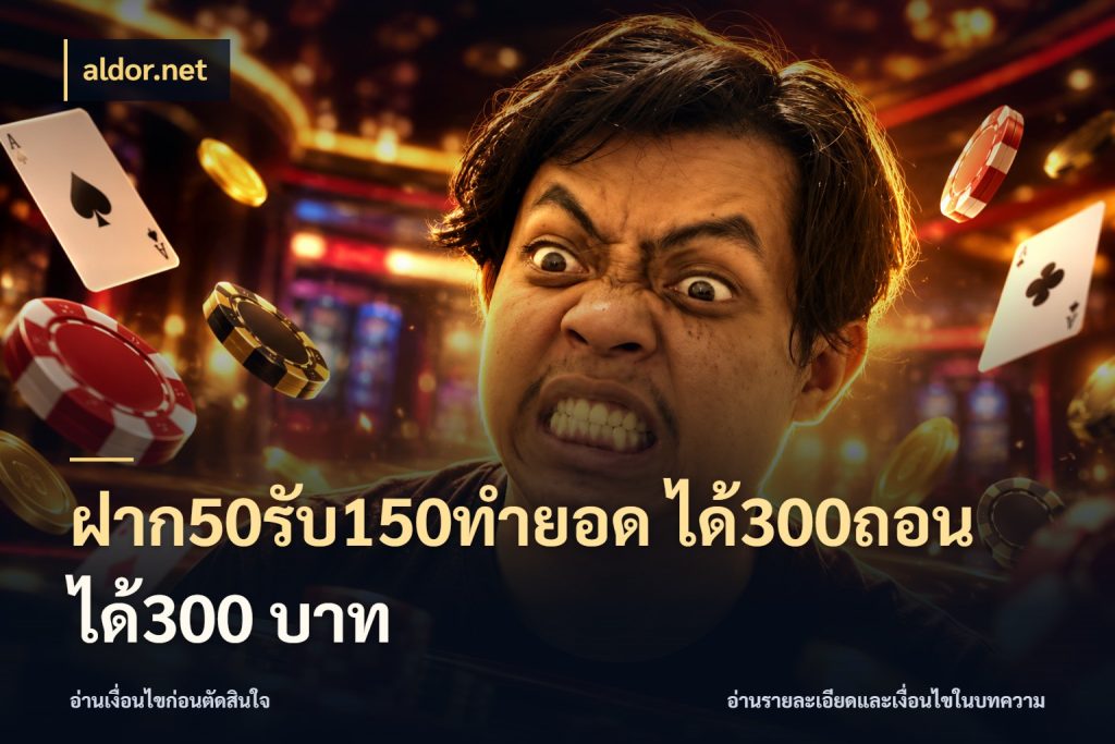 ฝาก50รับ150ทำยอด ได้300ถอนได้300 บาท ยอดฝากและยอดรับในมุมของคนชอบลุ้น ในมุม aldor.net