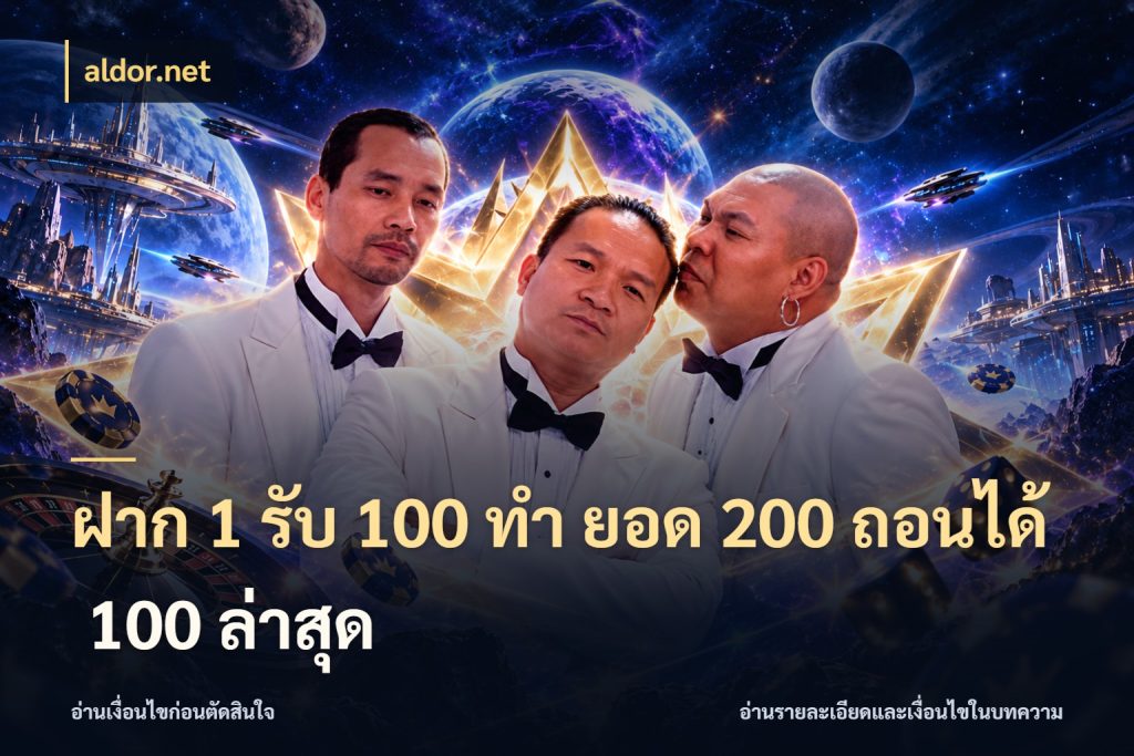 ฝาก 1 รับ 100 ทํา ยอด 200 ถอนได้ 100 ล่าสุด aldor.net โปรยอดรับที่สายเกมสนใจ