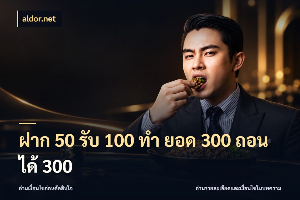 ฝาก 50 รับ 100 ทํา ยอด 300 ถอนได้ 300 ยอดฝากและยอดรับในมุมของคนชอบลุ้น กับ aldor.net