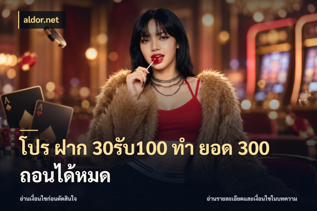 โปร ฝาก 30รับ100 ทํา ยอด 300 ถอนได้หมด เปิดมุมโปรให้เข้ากับเกมแนวโปรด ในมุม aldor.net
