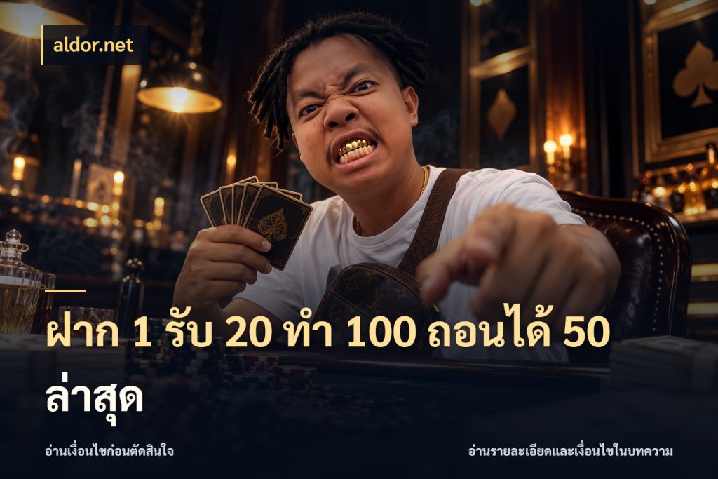 ฝาก 1 รับ 20 ทำ 100 ถอนได้ 50 ล่าสุด จุดเด่นของเครดิตที่คนชอบเกมอยากรู้ กับ aldor.net